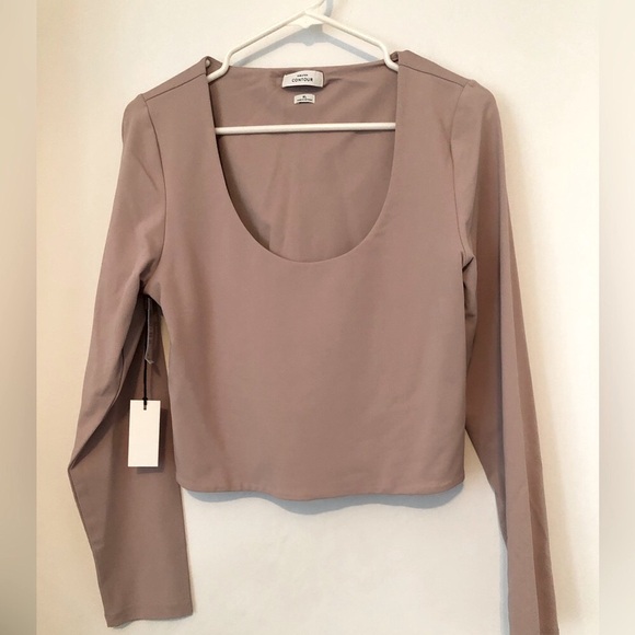 Babaton Tops - Babaton dark tan  Long Sleeve Top. New!